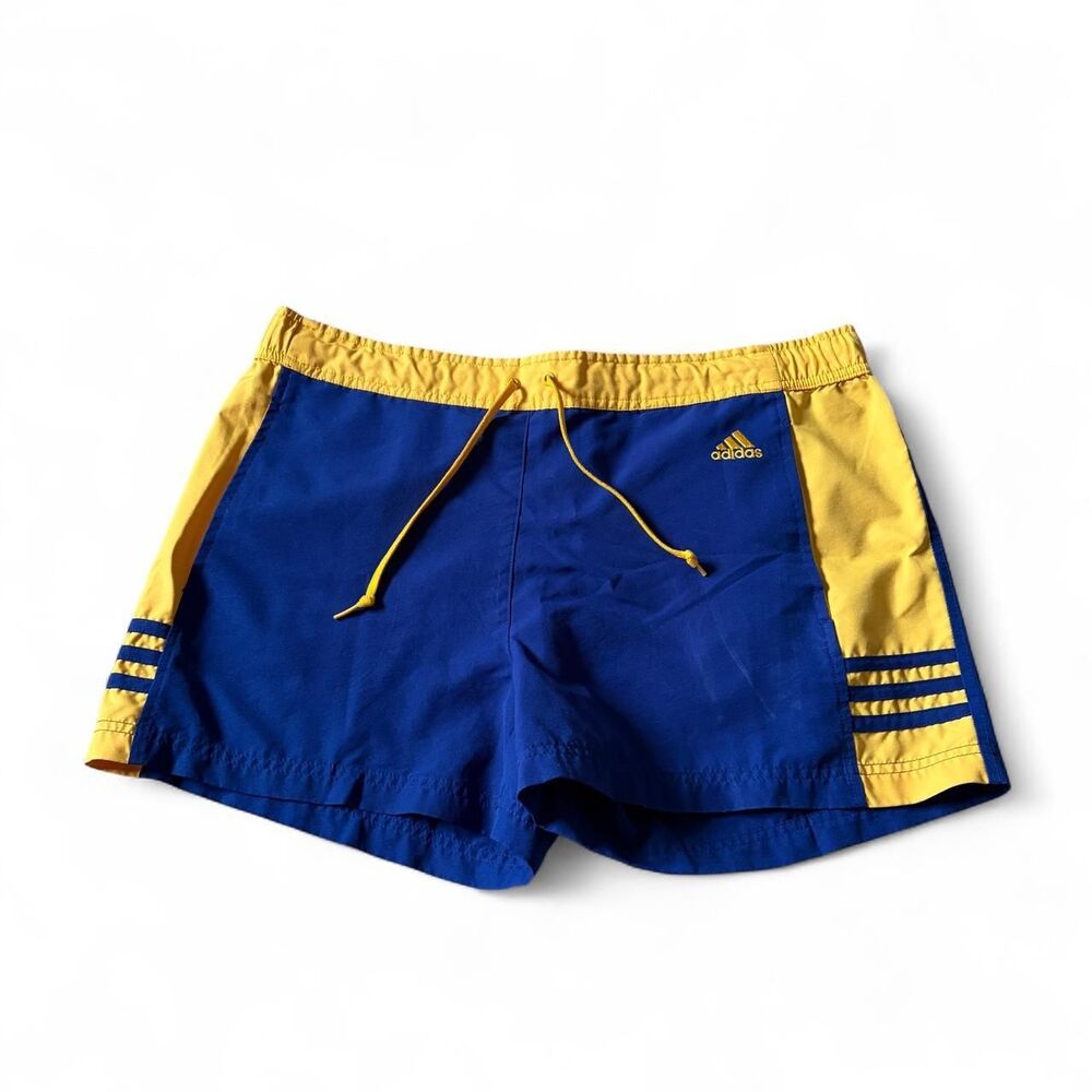 Adidas Women's Blue and Yellow Shorts